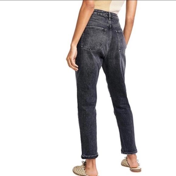 Zuri distressed high waisted Mom Jean in Grey Dusty  Roads Free People - Picture 2 of 11